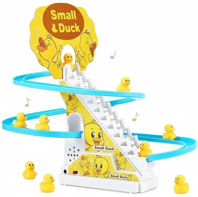 BAREPEPE Happy Duck Toys Track Set for Kids Climbing Stairs Dancing Duck Slide Toy