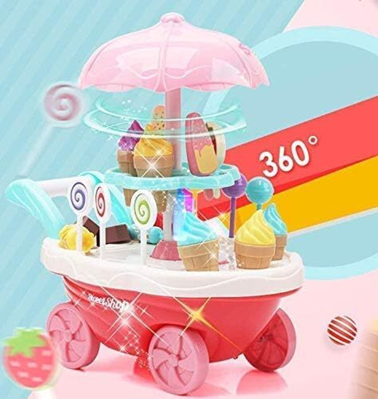 Tiny Tales Ice-Cream (IND*64) Trolley Kitchen Pretend Play Cart without Light & Music