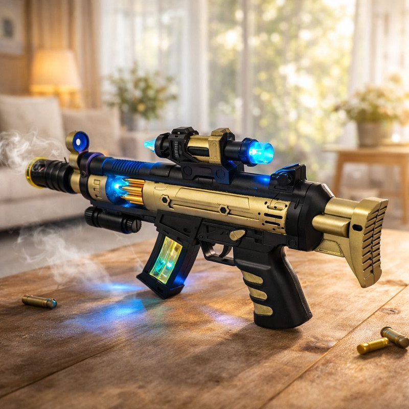 AADVIK SINGH GLOBAL Battery Operated Toy Gun with Light, Sound & Smoke Fire | Kids Role Play Gun |