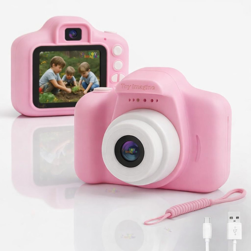 BuyLuxe Toy Imagine Kids Digital Camera Toy – 3.0MP 1080P 18-55 Point & Shoot Camera(Pink)