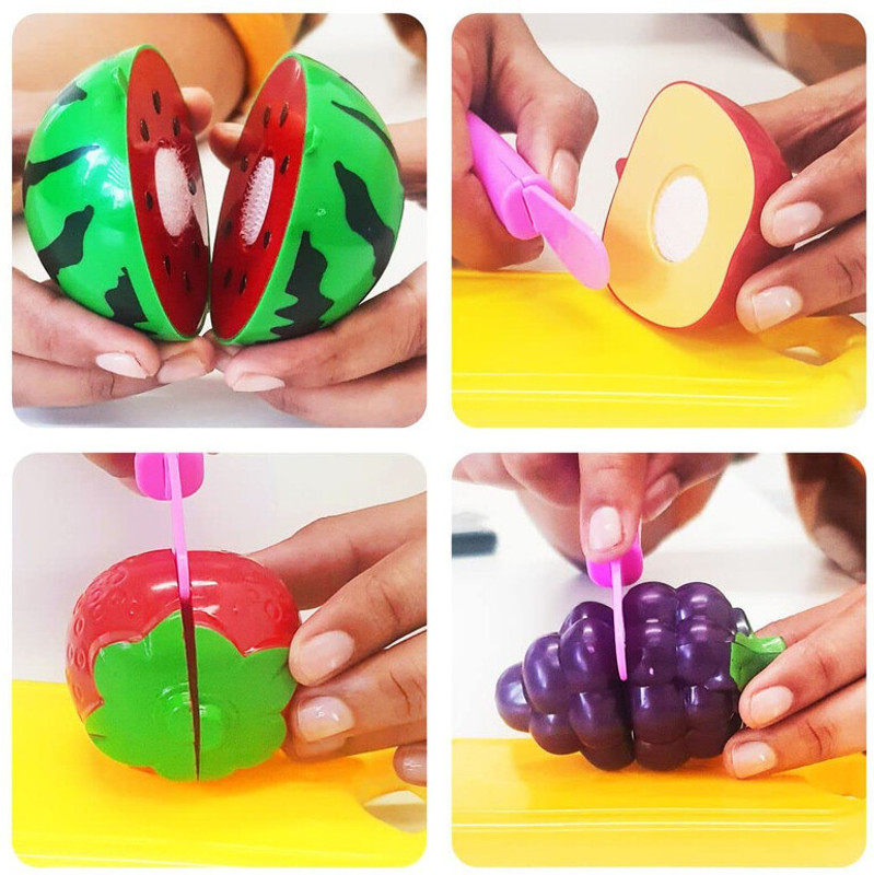 Dorytoys Cutting Fruits and Vegetables Play Food Kitchen Toys For Kids with Basket