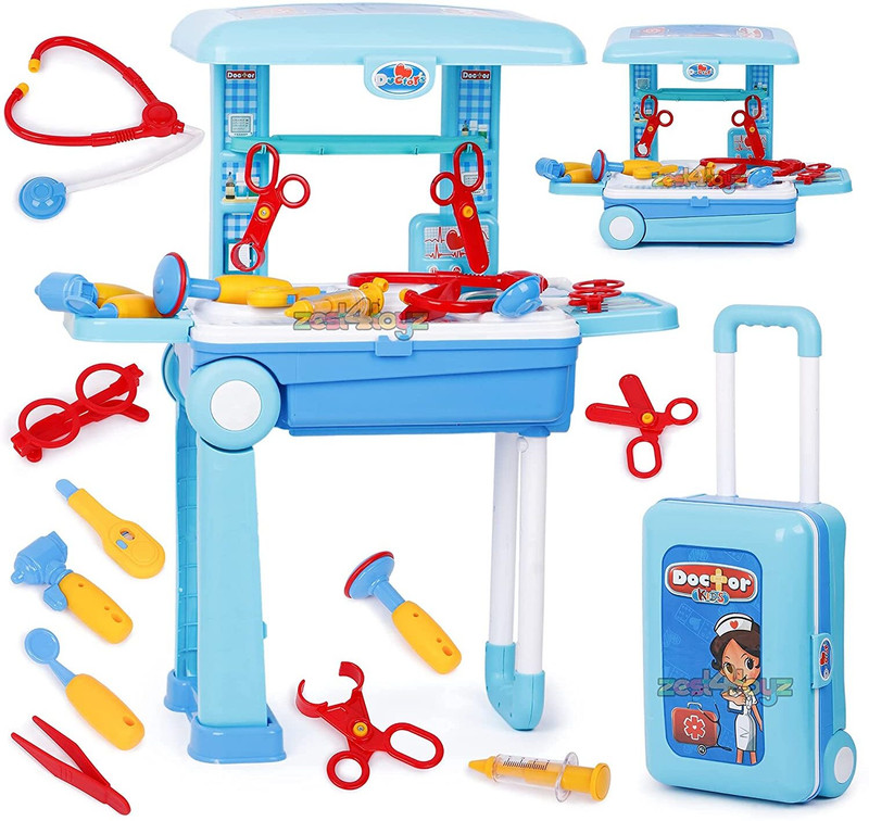 Pepstter toyz Doctor Set Role Play Toy Set with Convertible Suitcase Accessories
