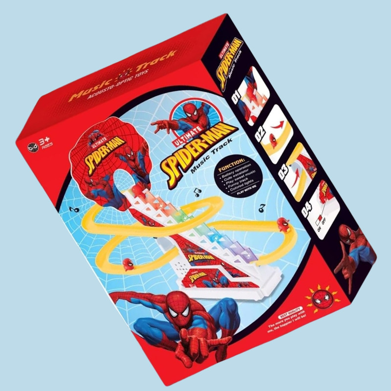 Zuuluzrs Funny Automatic Stair-Climbing Cartoon Race Track Set Little Lovely Spiderman