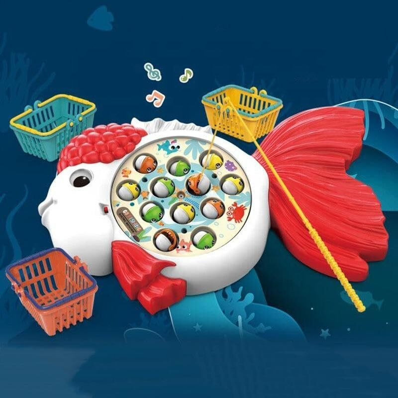 Cococubby Gold Fish Fishing Tray Game – Rotating Fish Electric Fishing Game Set