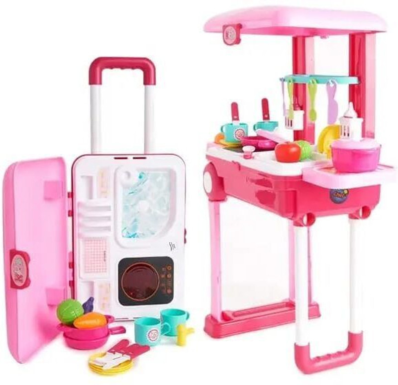 SILIGURITOYZONE Portable Kitchen Play Set with Utensils & Suitcase Trolley Toy for Boys & Girls