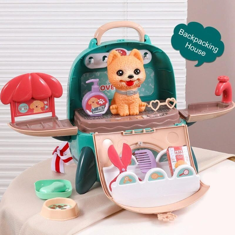 venimall Kids Pet Care Playset Faux Cat Creative Pet Veterinarian Playset Dog C
