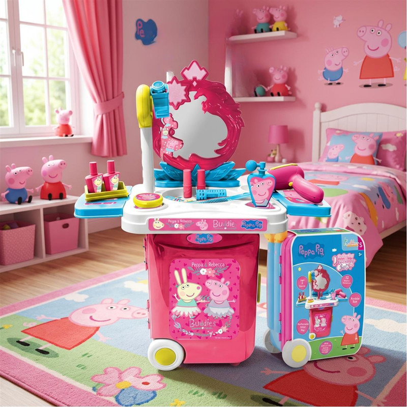 Kriiddaank Peppa Pig Dressing Set - Pretend & Role Play Makeup Trolley Kit