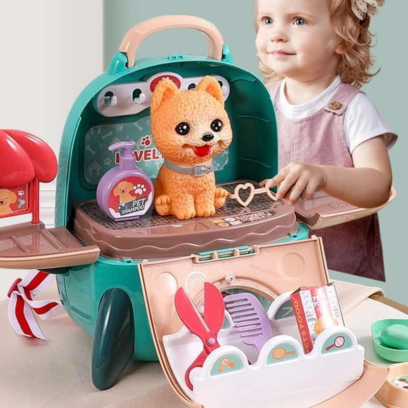arthasya Pet Care Playset Faux Cat Pet Veterinarian Playset Dog Care Playset for Toddlers