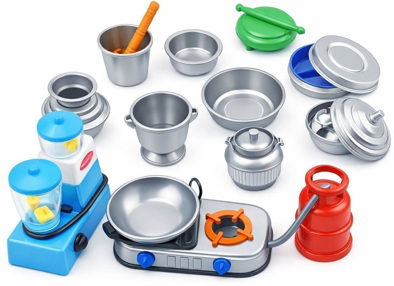 Time 2 toys Premium Plastic Kids Cooking Set, Pretend Play Pots Pans Toy for kids