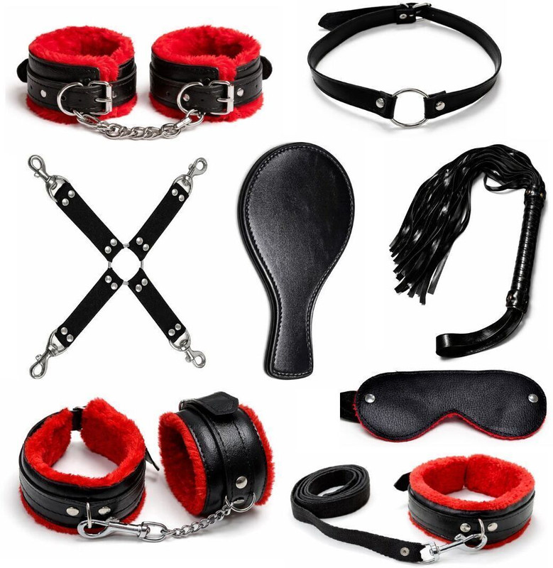 HIDECRAZE Handcuff Role Play Kit Premium Quality Activity Set for Honeymoon Red Black