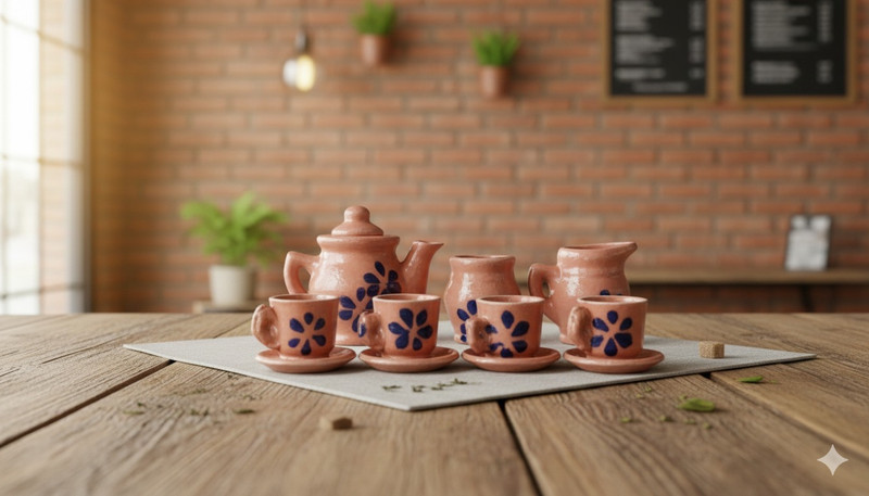 shriyam craft Ceramic Toy Tea Cups Set with Suacers for Children