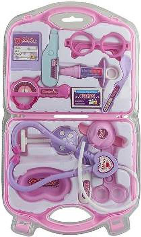 jasin enterprises Dr Set Suitcase Toy With Medical Accessories, Equipments For Kids (Pink)