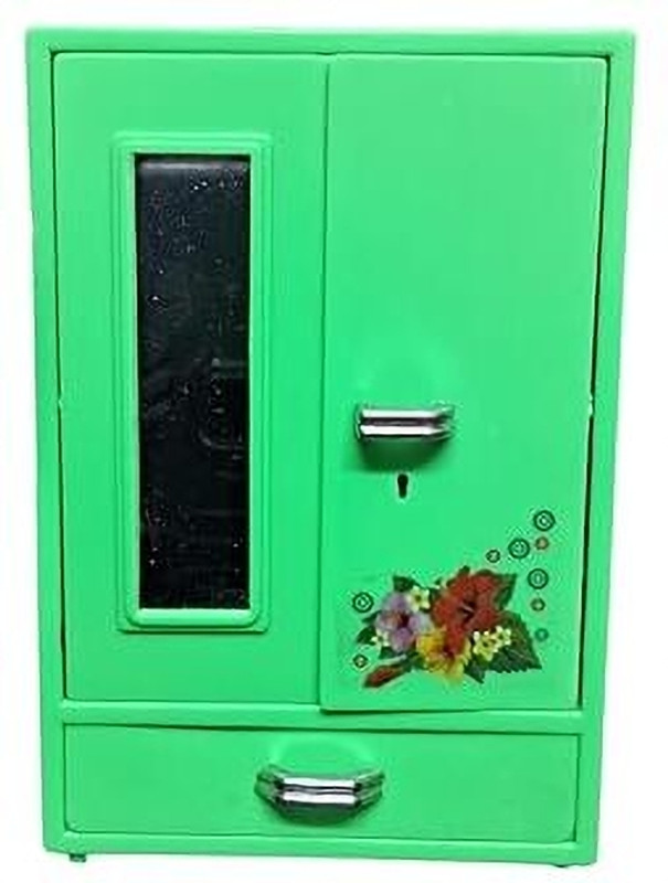 Subhan Green Toy for Kids Girls Premium Miniature Plastic Wardrobe Double Door Almirah