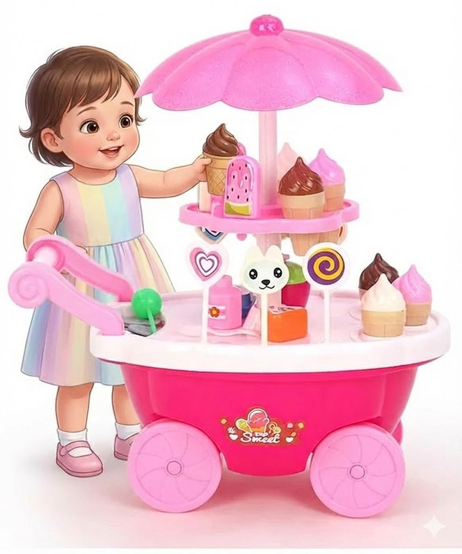 Mamma Mia Kids Pretend Play Ice Cream Cart Playset