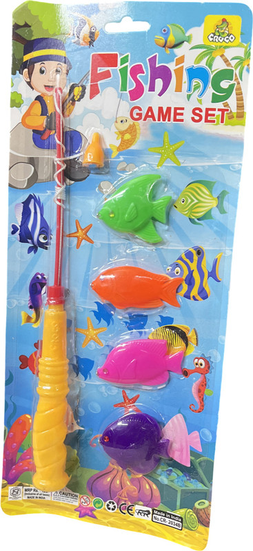 CROCO Fishing Set Role Play Toy for Small Kids 4 Fish with 1 Stick