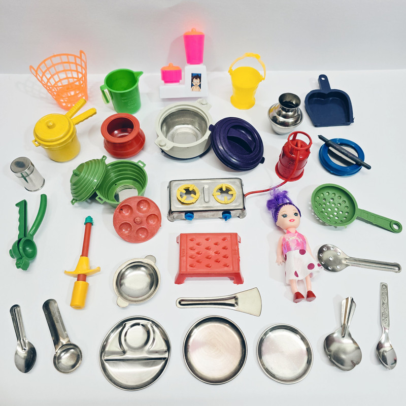 Asra Play World Kids Mini Kitchen Set Toy – 28 Pieces Cooking Play Set