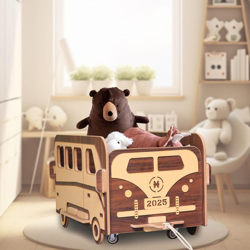 Woodoria Wooden Bus Toy for Kids | Eco-Friendly Storage Organizer