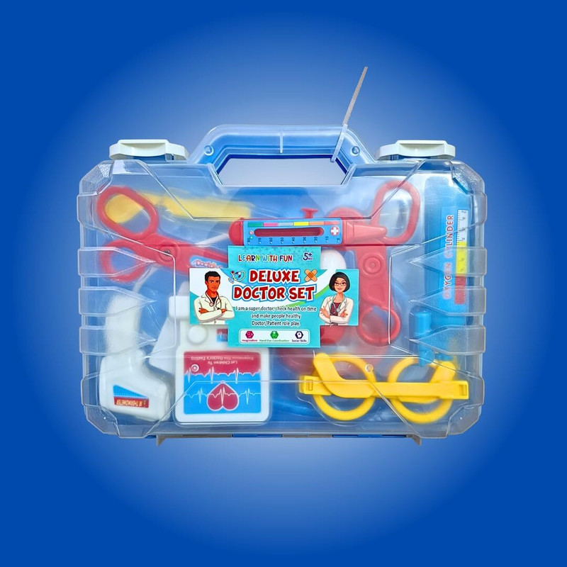 Aditi Toys Doctor Playset Pretend Play Doctor Set Foldable Suitcase for Kids (Blue/Pink)