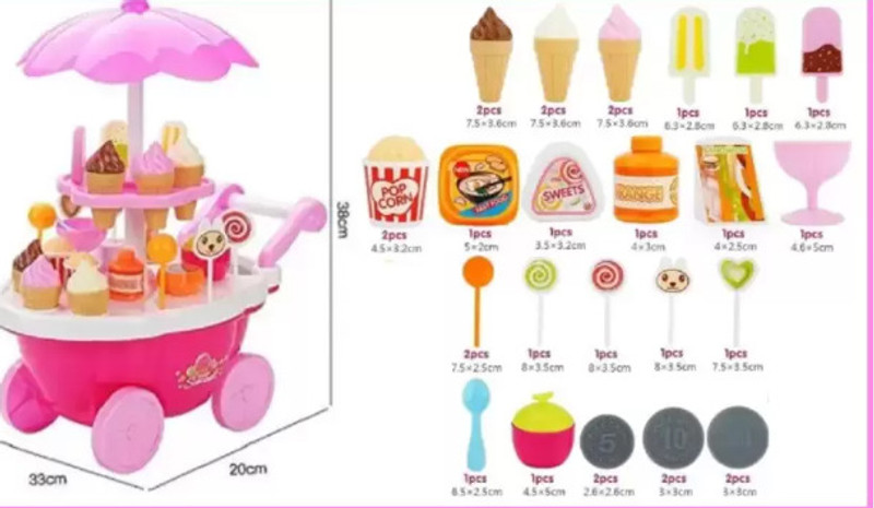Tiny Tales Kids (IND*22) Choice Kid's Plastic Ice Cream and Sweet Marketing Cart