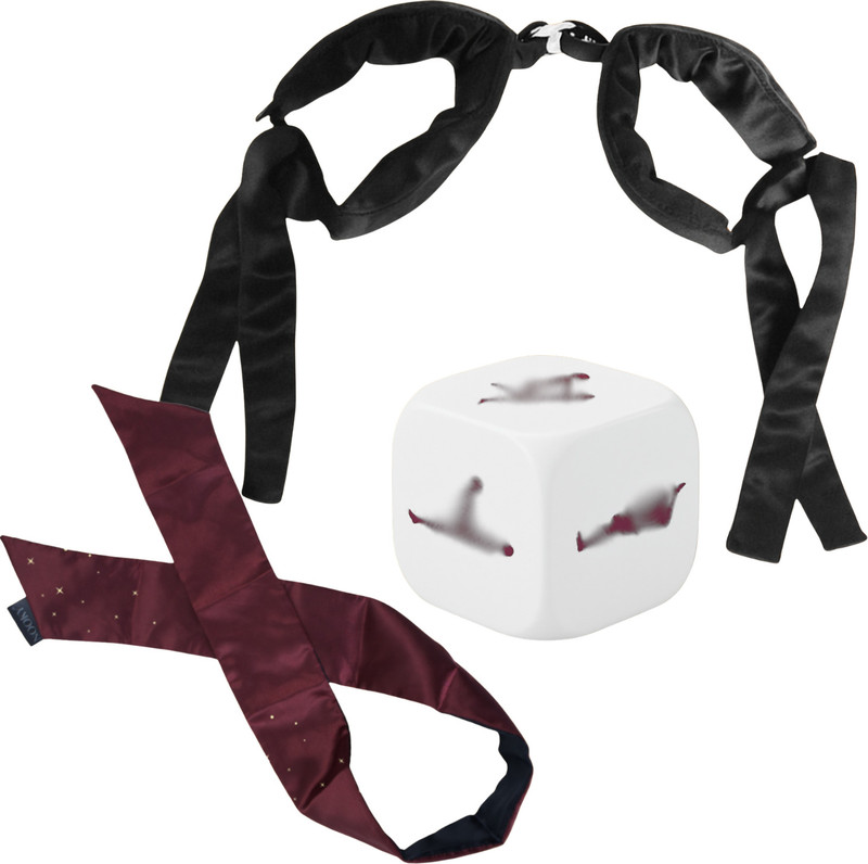 Nooky Position Dice, Handcuff & Blindfold Set of 3 | Ideal Gift for Couples