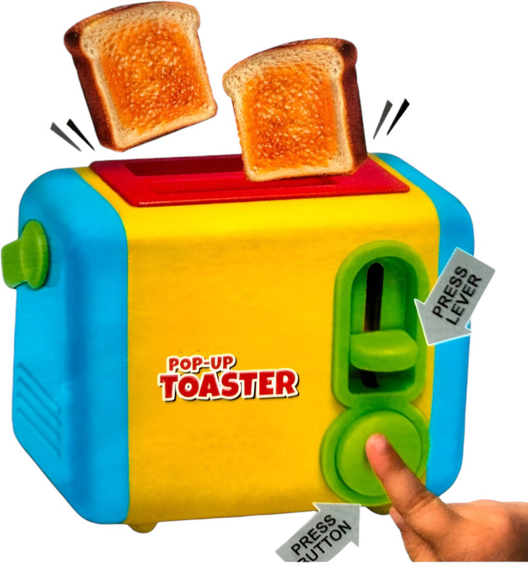 SARASI Pop-Up Toaster Toy, Pretend Play Toy For kids, Make The Toast Pop Out, 10 Pc Set