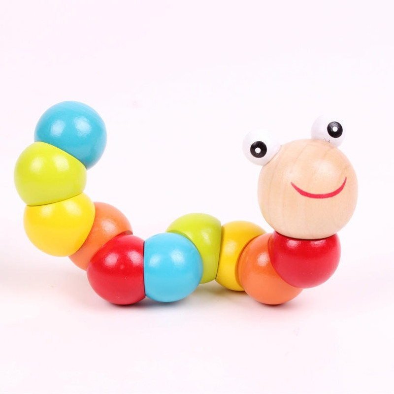 WUDLY Wooden Twisting Caterpillar Early Educational Toy for 18+ Months Child