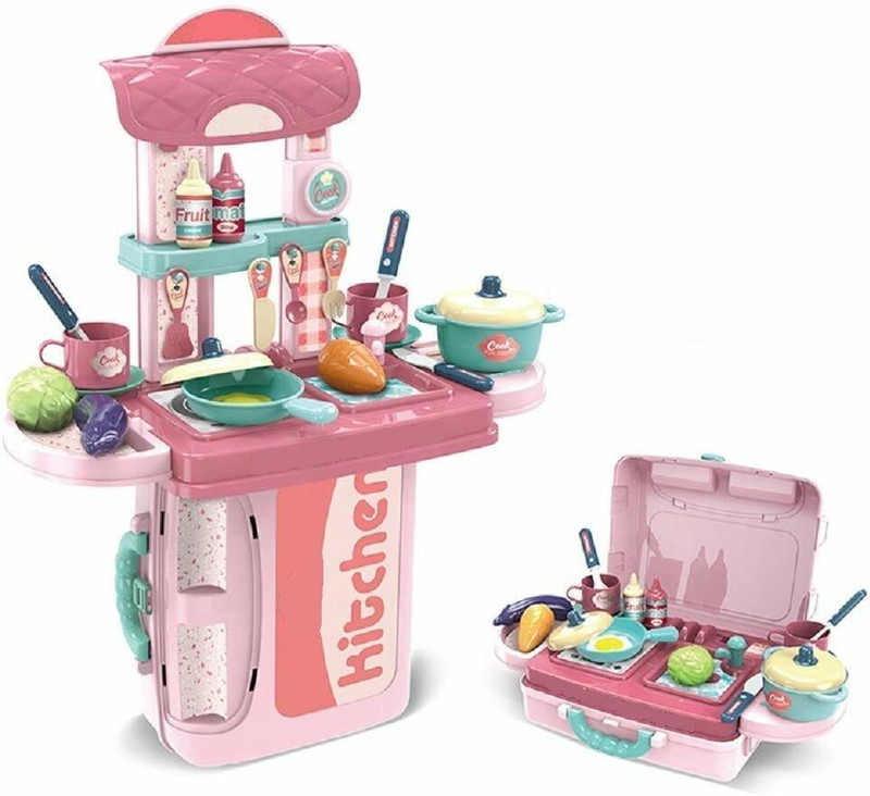 ASHOOJATEX Kitchen Play Set Accessories Realistic Food Toys for Toddlers 3-in-1 Kitchen set