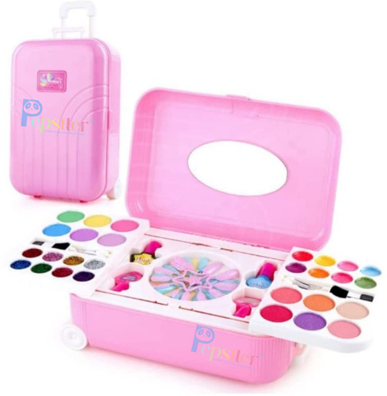 Pepstter Portable Trolly Bag 2 in 1 Cosmetic Makeup Palette and Nail Art Toy Kit