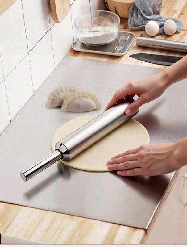 DLMART Chopping Cutting Pad With Rolling Pin For Kitchen 41 X 31 Cm Rolling Pin & Board(Steel, Pack of 2)