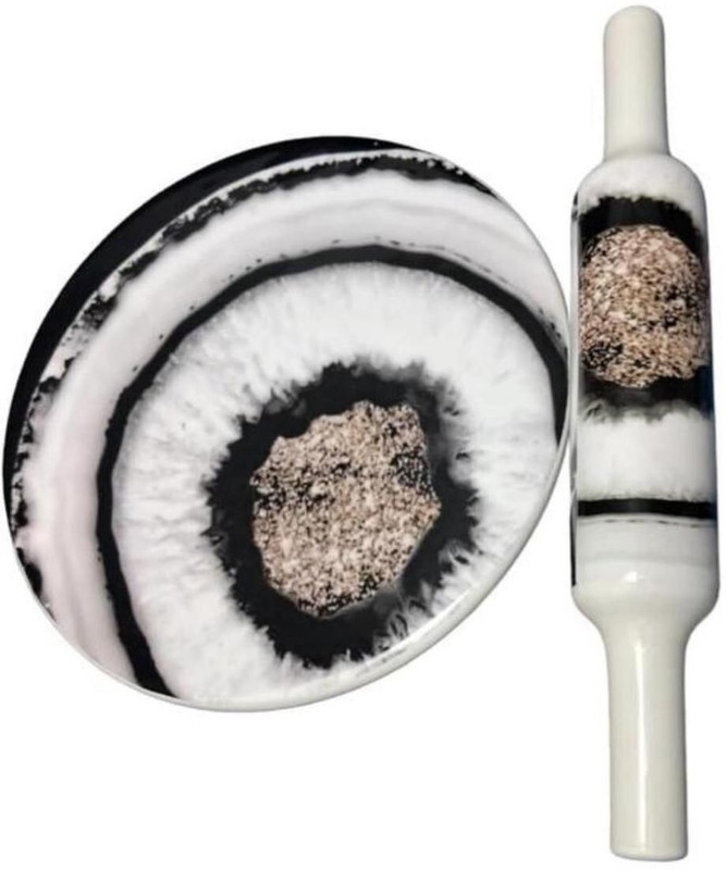 SHATUL ENTERPRISES Marble Chakla Belan Set | Premium Rolling Board & Rolling Pin Rolling Pin & Board(White, Pack of 1)