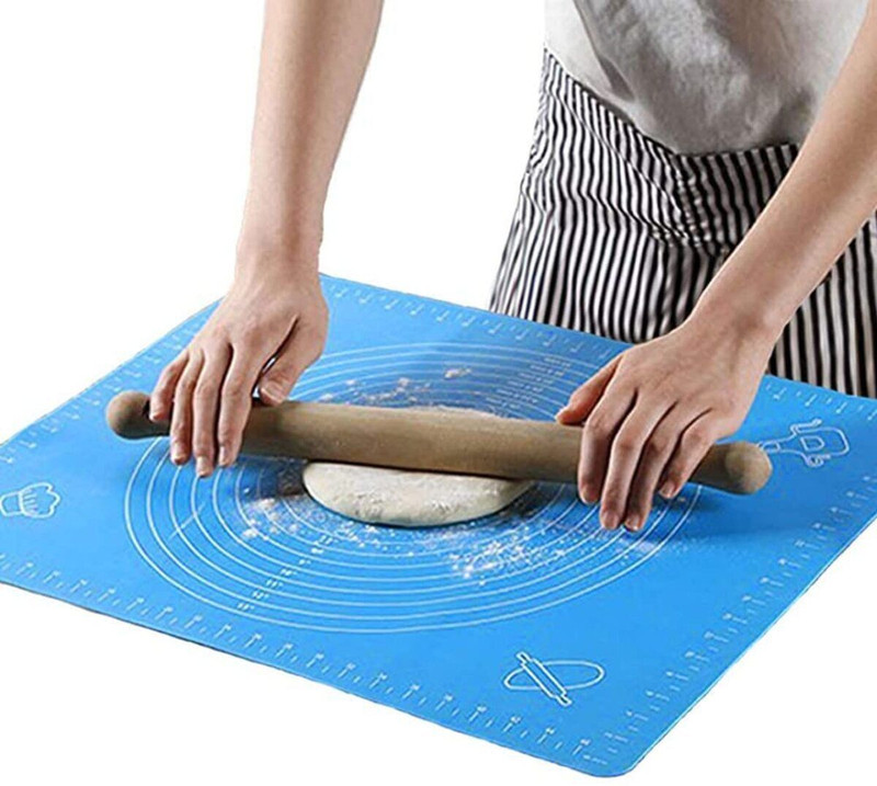 RHHG E COM Roti mat Atta Kneading Non-Stick Rolling Mat Stretchable for Roti Chapati Board(Blue, Pack of 1)