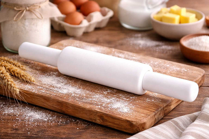 DeskDock Rolling Pin Belan for Roti/Chapati | Kitchen Belan | Smooth Dough Roller Rolling Pin(White, Pack of 1)