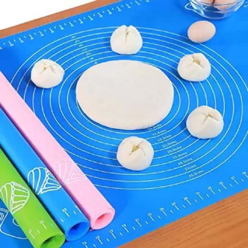 MEBISO M-Baking Mat for Pastry Rolling| Non-Stick Fondant Mat| BPA Free Rolling Pin & Board(Multicolor, Pack of 1)