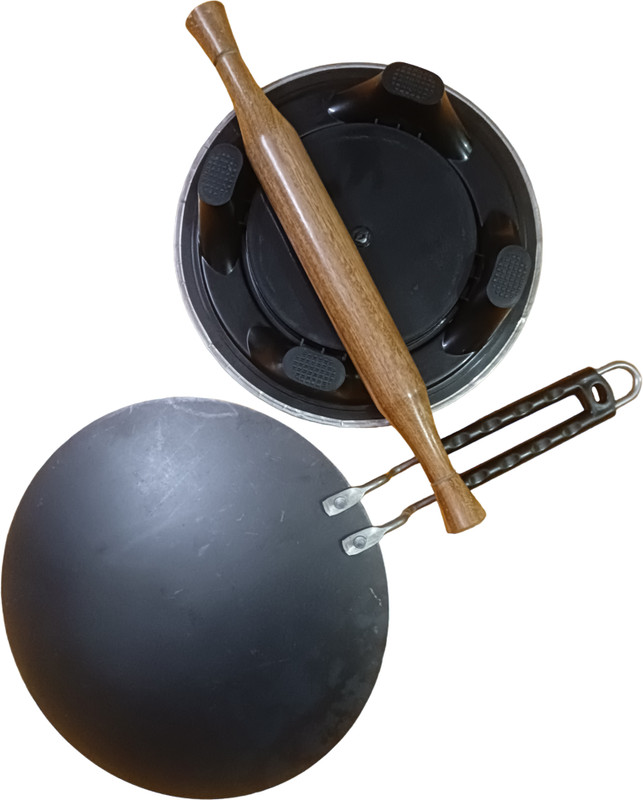 Prodealnet Stainless Steel Rolling Pin & Board/steel Chakla Belan polpat -Combo Pack tawa Rolling Pin & Board(Steel, Black, Pack of 1)