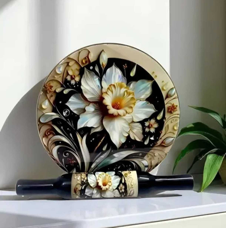 Chakla Belan Two Rose Enamel Printed Beautiful Good Looking Marble chakla with Wooden Belan Rolling Pin & Board(Multicolor, Pack of 2)