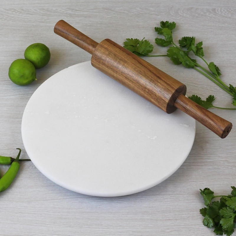 MDE MDE White Marble Chakla (9 INCH) | Chakla | Kitchen Tool Board Board(White, Pack of 1)