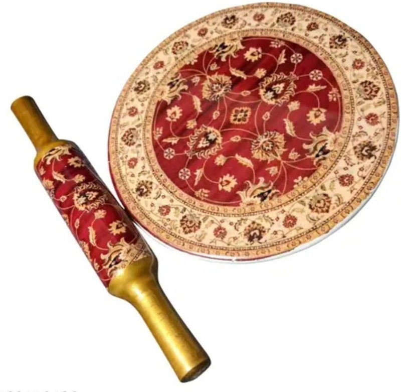 PA TRADERS Enamel Printed Red velvet Rolling Pin & Board(Multicolor, Pack of 2)