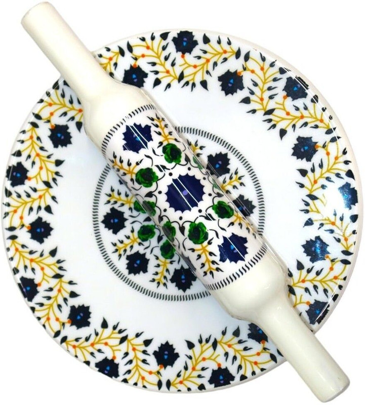 Madiha Handicrafts Floral Premium Chakla Belan Set Rolling Pin & Board(Multicolor, Pack of 1)