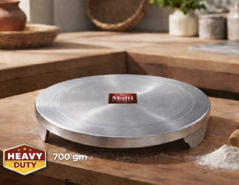 Malti Kitchenware Premium Chakla |Big size Roti / Chapati Maker Size 9"| 700g Board(Silver, Pack of 1)