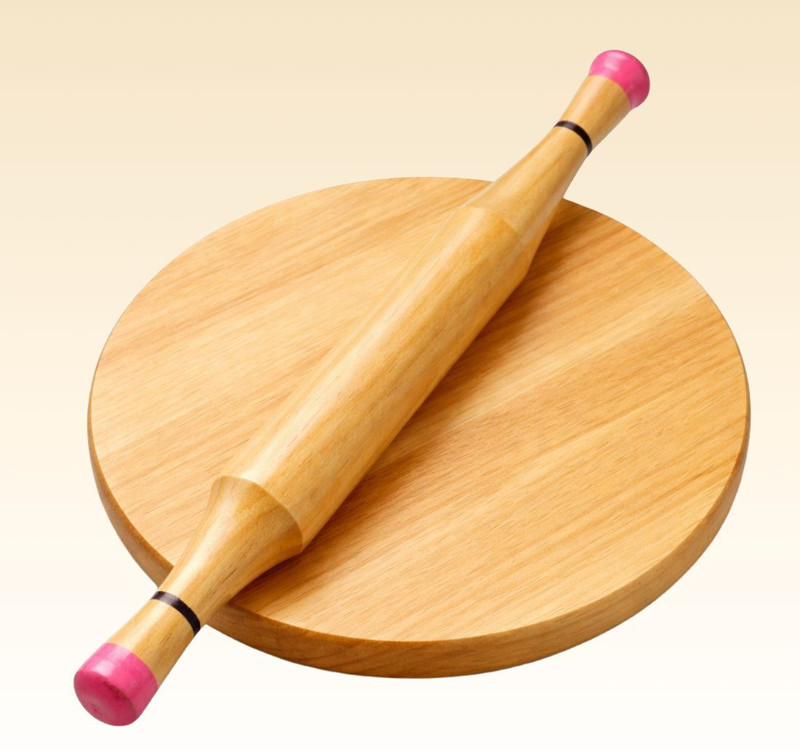 Shopsidex Chakla belan for Kitchen 12Inch Wooden Belan for Home & Kitchen chakla belan Rolling Pin & Board(Brown, Pack of 2)