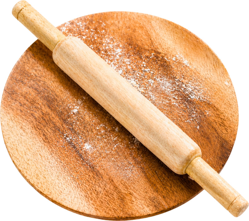 N0MAN Wooden Chakla Belan Set 25cm Rolling Board & Pin Natural Wood Rolling Pin & Board(Brown, Multicolor, Pack of 2)