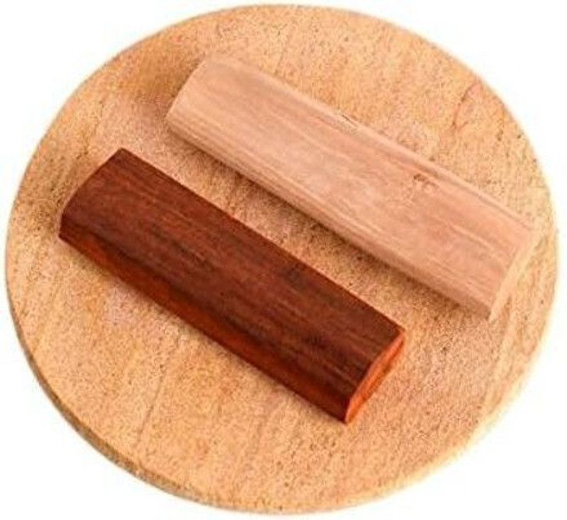 VARENYA ARTS Sandalwood Rubbing Stone chakla Pata 2 Stick Lal ,Safed for Pooja, Tilak face Board(Brown, Pack of 3)