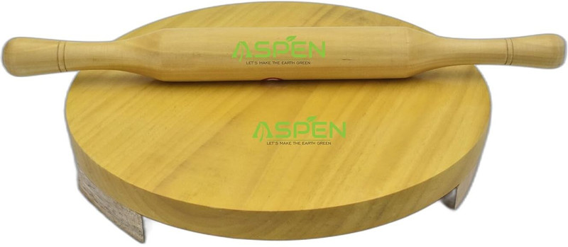 ASPEN Wooden Chakla Belan/Chapathi Kattai/Rolling Pin Board/Wodden Chakla - 10 inch Rolling Pin & Board(Pack of 1)