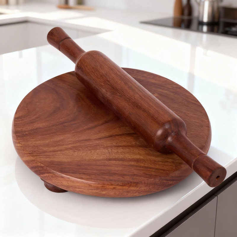Gravon Rolling Pin and Board Set 10inch Rolling Pin & Board(Brown, Pack of 1)