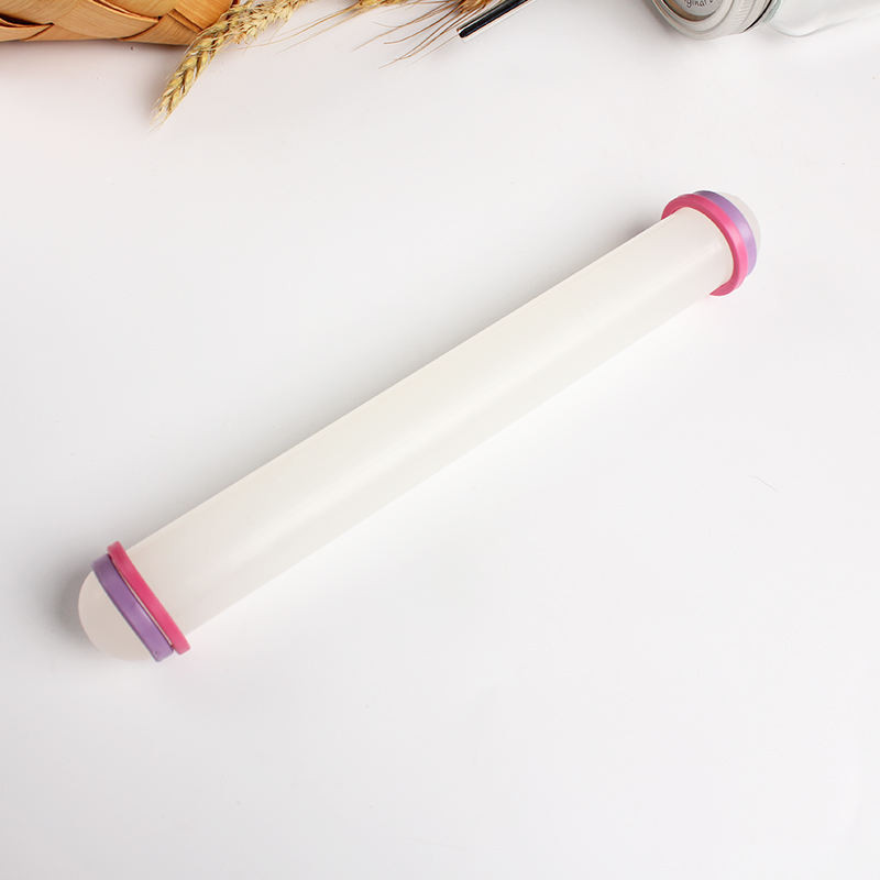 JAMBOREE Fondant Rolling Pin 12" Adjustable Guide Rings Plastic Fondant Roller Dough Rolling Pin(White, Pack of 1)