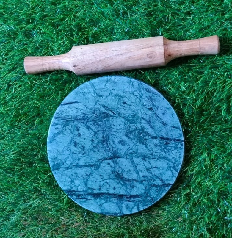 KUKU HANDICRAFT GREEN C+B012 Rolling Pin & Board(Green, Pack of 2)