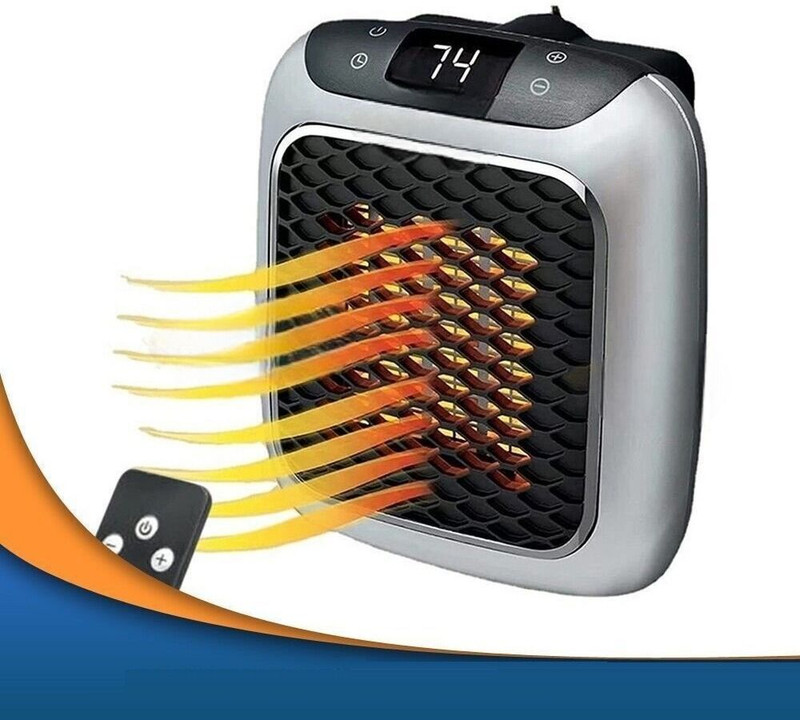 Bugnix 800W Smart Wall Space Heater - Compact Electric Safe-Grey Fan Room Heater