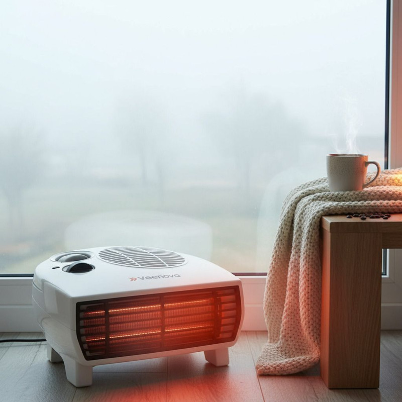 Veenova Electric Room Warmer 2000W | Instant Heating Fan with Thermostat Control Fan Room Heater
