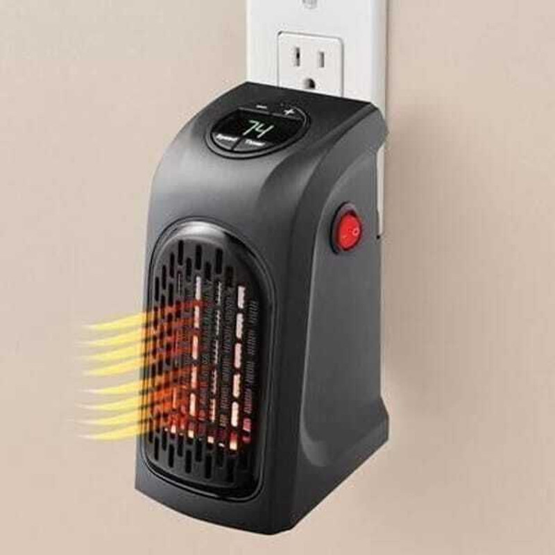 TREVA Mini plug-in room heater – portable electric wall heater with thermostat Halogen Room Heater