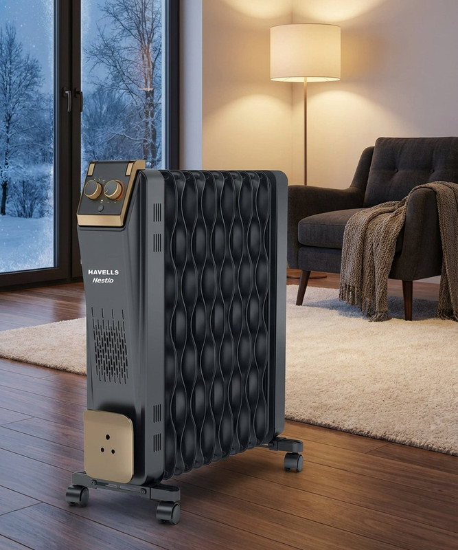 HAVELLS EOFR 2900 Hestio Black 15 Straight Fin OFR Oil Filled Room Heater